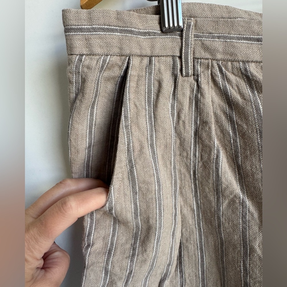 Peruvian Connection 100% Linen Brown Tan Women Shorts 14 Pockets Lightweight - Picture 4 of 10